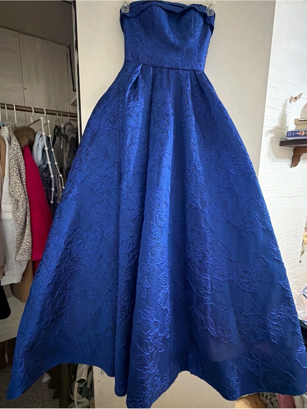 Abella Strapless Royal Blue Jacquard Ball Gown